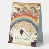 Plaque De Table Motif arc-en-ciel avec ballon à air chaud (Recto)