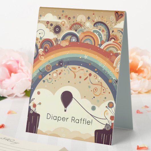 Plaque De Table Motif arc-en-ciel avec ballon à air chaud (In SItu (Mariage))