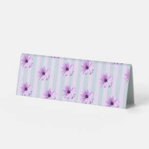 Plaque De Table motif de marguerite rayée de bleu et de violet