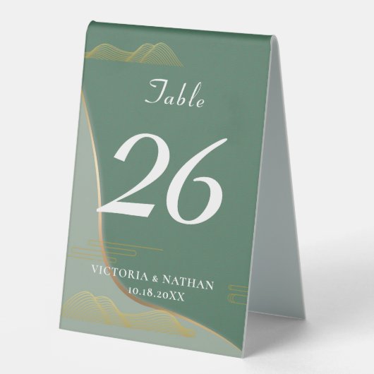 Plaque De Table Motif de nuage abstrait de chinoiserie Ligne dorée (Recto)