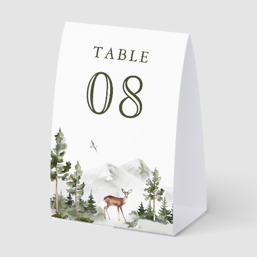 Plaque De Table Mountain Forest Deer Wedding Table Number (Recto)