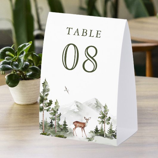Plaque De Table Mountain Forest Deer Wedding Table Number
