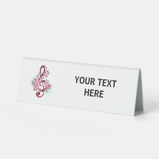 Plaque De Table Musical treble clef notes with sakura flowers (Recto)