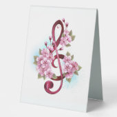 Plaque De Table Musical treble clef notes with sakura flowers (Recto)
