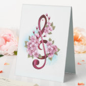Plaque De Table Musical treble clef notes with sakura flowers (In SItu (Mariage))