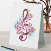 Plaque De Table Musical treble clef notes with sakura flowers (En SItu (Tableau))