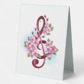 Plaque De Table Musical treble clef notes with sakura flowers (Verso)