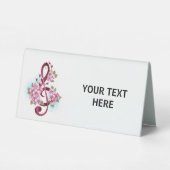 Plaque De Table Musical treble clef notes with sakura flowers (Verso)