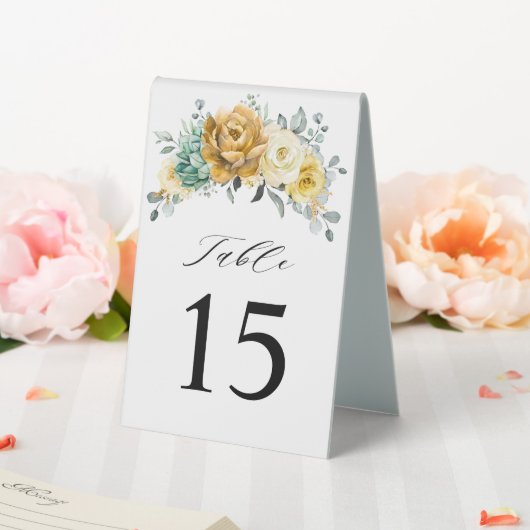 Plaque De Table Mustard Jaune Floral Sage Vert Mariage moderne (In SItu (Mariage))