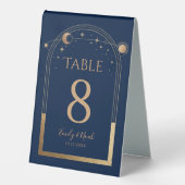 Plaque De Table Mysic Blue Gold Sun Moon Stars Mariage (Recto)