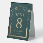 Plaque De Table Mystic Green Gold Sun Moon Stars Mariage (Verso)