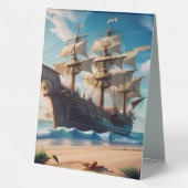 Plaque De Table Navire pirate de plage tropicale (Verso)