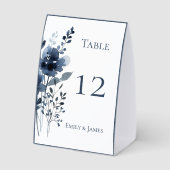 Plaque De Table Navy Blue Botanical Wedding (Verso)
