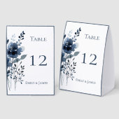 Plaque De Table Navy Blue Botanical Wedding (Recto/verso)
