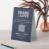 Plaque De Table Navy Blue Share The Love Photo Qr Code Mariage (En SItu (Tableau))