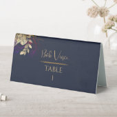 Plaque De Table Navy & Or Velours Luxe Écriture Botanique de Maria (En SItu (Tableau))