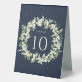 Plaque De Table Navy Snowberry+Eucalyptus Mariage Numéro de table (Recto)