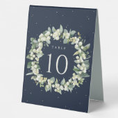 Plaque De Table Navy Snowberry+Eucalyptus Mariage Numéro de table (Verso)