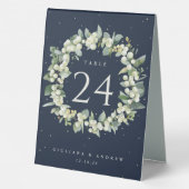 Plaque De Table Navy Snowberry+Eucalyptus Mariage Numéro de table (Verso)