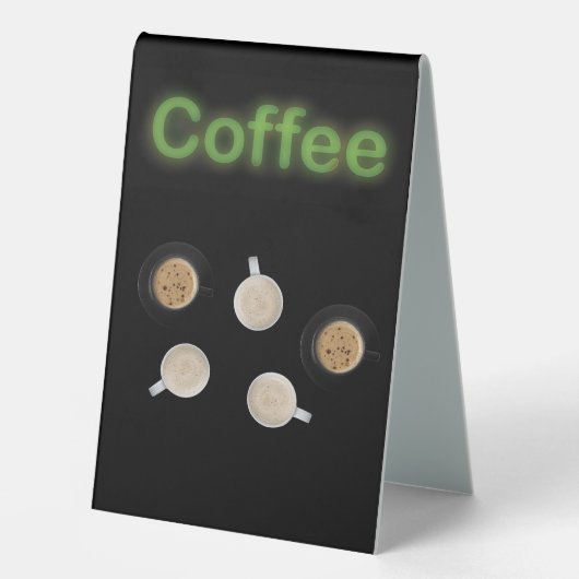 Plaque De Table Neon Coffee Station Cinq tasses (Recto)
