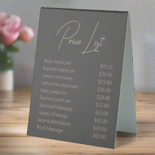 Plaque De Table Nettoyer Gris et rose Typographie Spa à ongles Ser