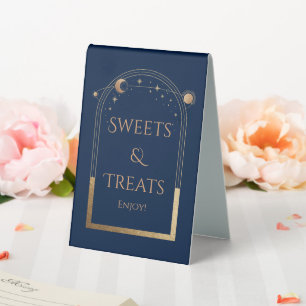 Plaque De Table Noces Bonbons et Friandises Célestes Bleu Or