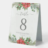 Plaque De Table Noël Poinsettia Mariage de verdure d'hiver (Recto)