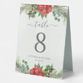 Plaque De Table Noël Poinsettia Mariage de verdure d'hiver (Verso)