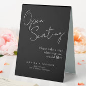 Plaque De Table Noir Blanc Script élégant Mariage Open Seating (In SItu (Mariage))