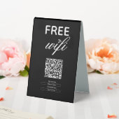Plaque De Table Noir Blanc Simple Wi-Fi Gratuit QR Code Lieu (In SItu (Mariage))