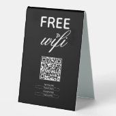 Plaque De Table Noir Blanc Simple Wi-Fi Gratuit QR Code Lieu (Recto)