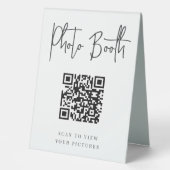 Plaque De Table Noir | Botte photo moderne manuscrite QR Code (Recto)
