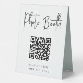 Plaque De Table Noir | Botte photo moderne manuscrite QR Code (Verso)