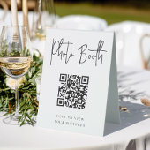 Plaque De Table Noir | Botte photo moderne manuscrite QR Code