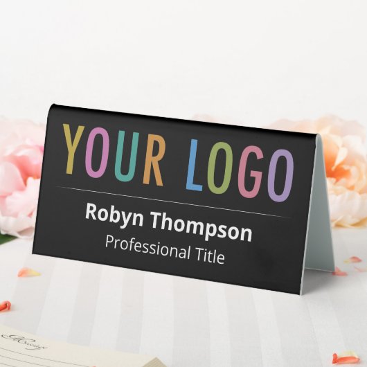 Plaque De Table Noir Bureau à double face Nom Plaque Business Logo (In SItu (Mariage))