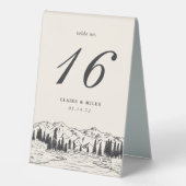 Plaque De Table Noir de cendre | Mountain Sketch Mariage Numéro de (Recto)