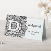 Plaque De Table Noir et blanc Floral Funny Bureau Message (En SItu (Tableau))