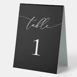 Plaque De Table Noir et blanc minimaliste Élégant numéro de table 