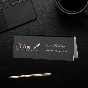 Plaque De Table Noir noir rose or élégant bureau de nom