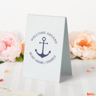 Plaque De Table Nom de bateau personnalisé Bienvenue à bord de l'a