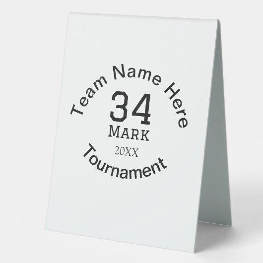 Plaque De Table Nom de l'équipe ici ajouter le nom du tournoi anné (Recto)