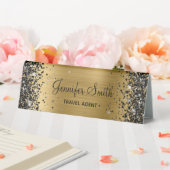 Plaque De Table Nom de l'huile d'or de Parties scintillant noire (In SItu (Mariage))