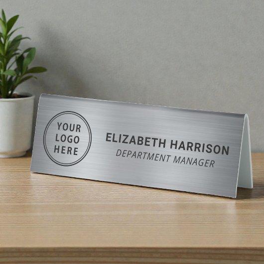 Plaque De Table Nom de logo d'entreprise en argent moderne