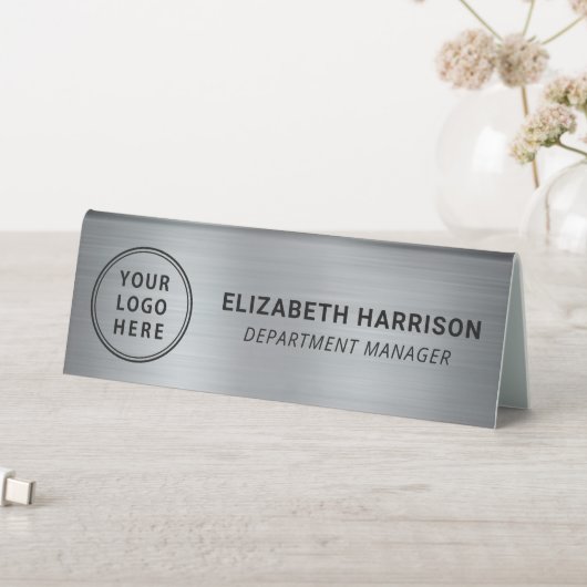 Plaque De Table Nom du logo d'entreprise Silver Modern (En SItu (Tableau))