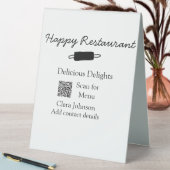 Plaque De Table Nom du restaurant scan QR menu ajouter les coordon (En SItu (Tableau))