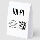 Plaque De Table Nom et mot de passe du réseau WiFi Code QR (Recto)