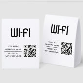 Plaque De Table Nom et mot de passe du réseau WiFi Code QR (Recto/Verso)