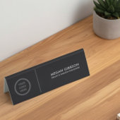 Plaque De Table Nom modifiable noir Modèle Logo Bureau d'affaires