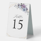 Plaque De Table Nombre de tableau géométrique des fleurs pourpres  (Recto)