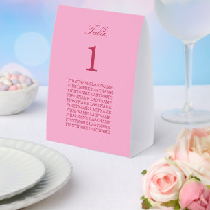 Plaque De Table Noms des invités tente de table en papier rose mag